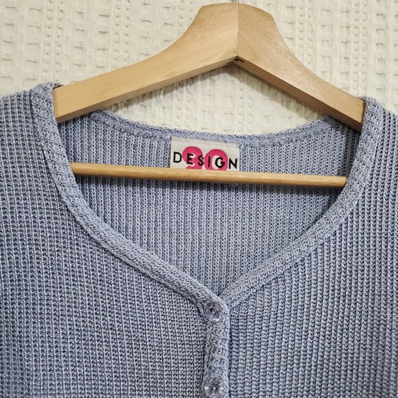 Vintage 90 Design Periwinkle Square Knit Button Front Top Size Small - Picture 7 of 12